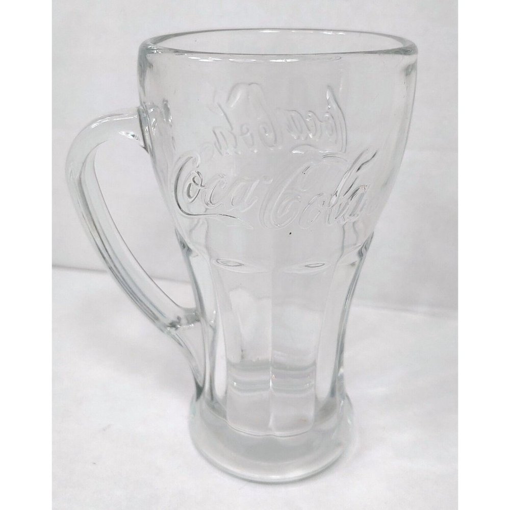 VTG Coca-Cola Glass w/ Handle & Logo - 14 oz. Clear Glass/Cup
